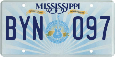 MS license plate BYN097