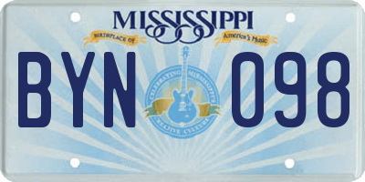 MS license plate BYN098