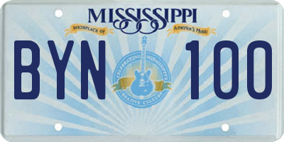 MS license plate BYN100