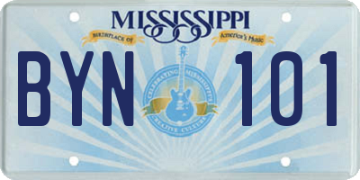 MS license plate BYN101