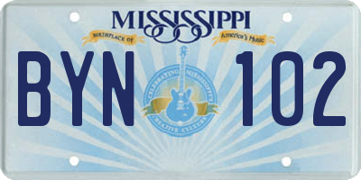 MS license plate BYN102