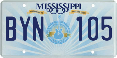 MS license plate BYN105