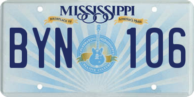 MS license plate BYN106