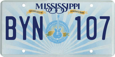 MS license plate BYN107