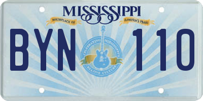 MS license plate BYN110