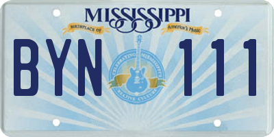 MS license plate BYN111