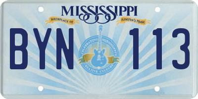 MS license plate BYN113