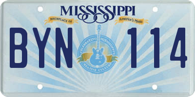 MS license plate BYN114