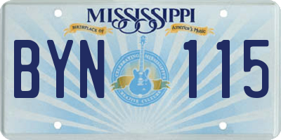 MS license plate BYN115