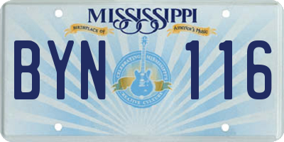 MS license plate BYN116