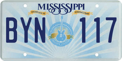 MS license plate BYN117