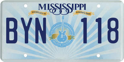 MS license plate BYN118