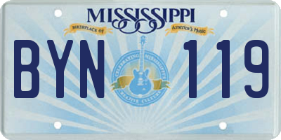 MS license plate BYN119