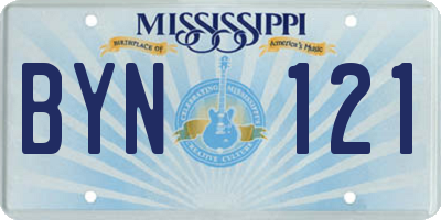 MS license plate BYN121