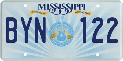 MS license plate BYN122