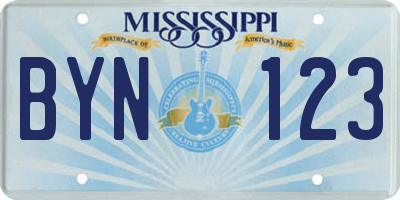 MS license plate BYN123