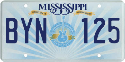 MS license plate BYN125
