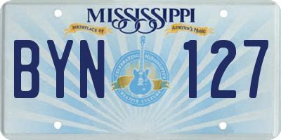 MS license plate BYN127