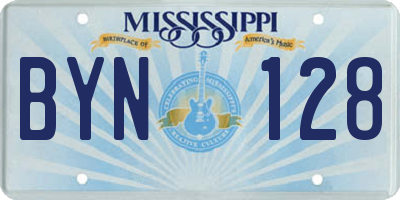 MS license plate BYN128