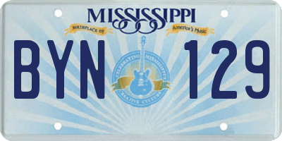 MS license plate BYN129