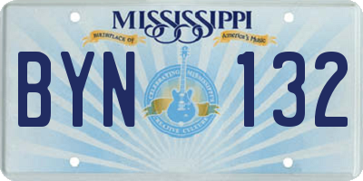 MS license plate BYN132