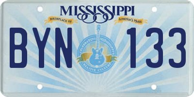 MS license plate BYN133