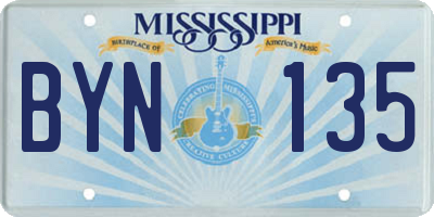 MS license plate BYN135
