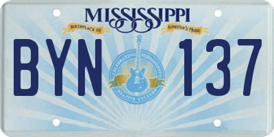 MS license plate BYN137