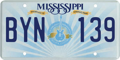 MS license plate BYN139