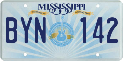 MS license plate BYN142