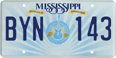 MS license plate BYN143