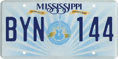 MS license plate BYN144