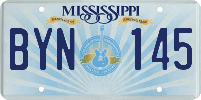 MS license plate BYN145