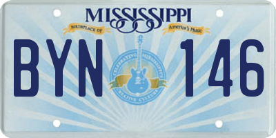 MS license plate BYN146