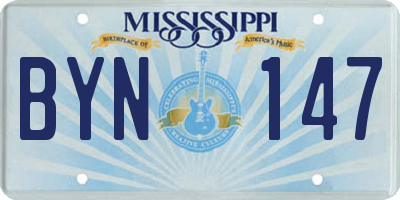 MS license plate BYN147