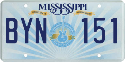 MS license plate BYN151