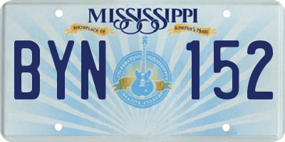 MS license plate BYN152