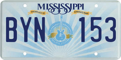 MS license plate BYN153