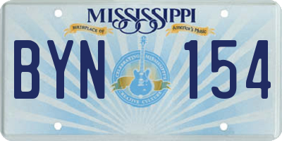 MS license plate BYN154
