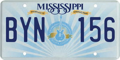 MS license plate BYN156