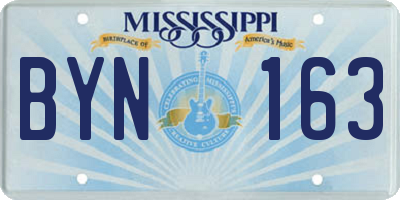 MS license plate BYN163