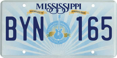 MS license plate BYN165