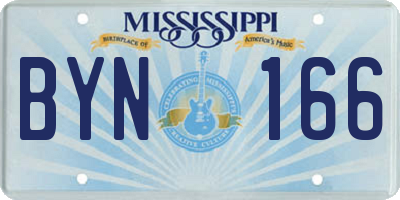MS license plate BYN166