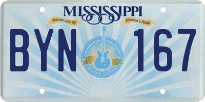 MS license plate BYN167