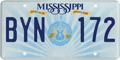 MS license plate BYN172