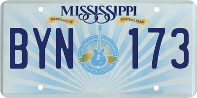 MS license plate BYN173