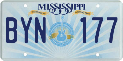 MS license plate BYN177