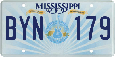 MS license plate BYN179