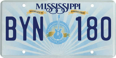 MS license plate BYN180