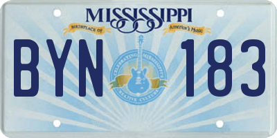MS license plate BYN183